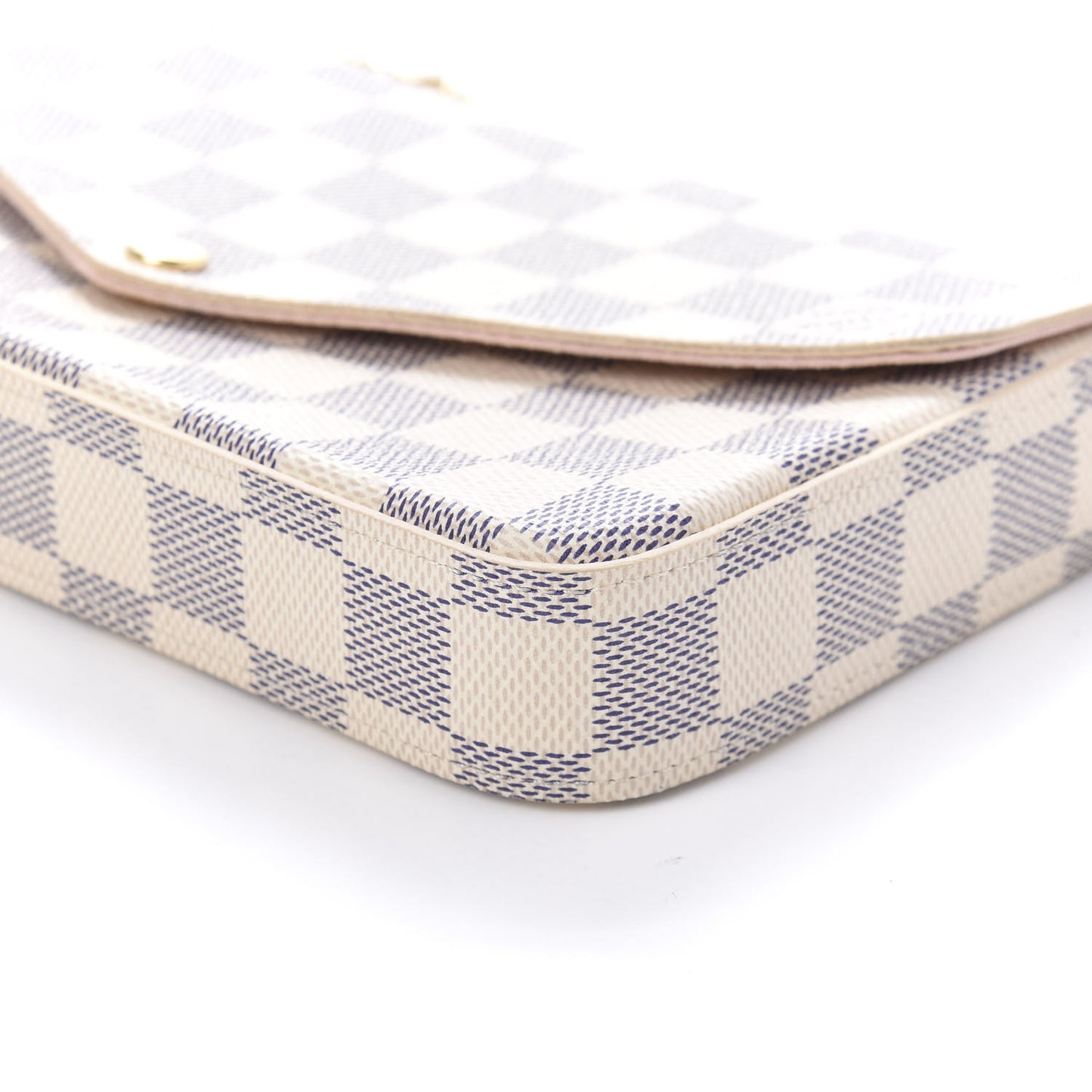 Damier Azur Pochette Felicie Chain Wallet Rose Ballerine