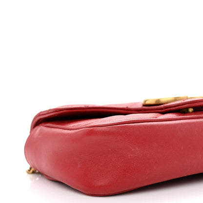Gucci Calfskin Matelasse Super Mini GG Marmont Shoulder Bag Hibiscus Red 9 of 10