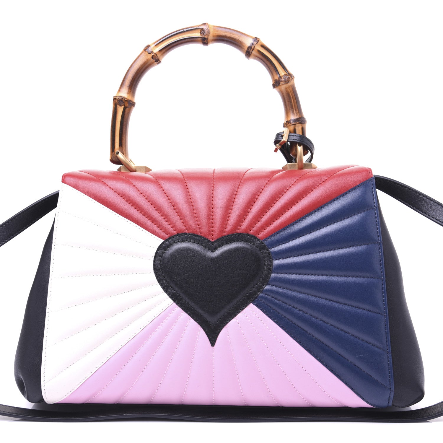 Gucci Calfskin Bamboo Trapuntata Queen Margaret Top Handle Bag Blue Agata Hibiscus Red Mystic White Sugar Pink 10 of 20