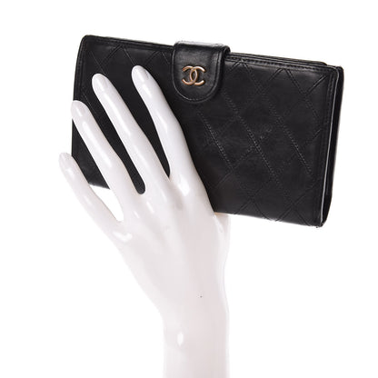 Chanel Lambskin Diamond Stitched French Wallet Black 2 of 9