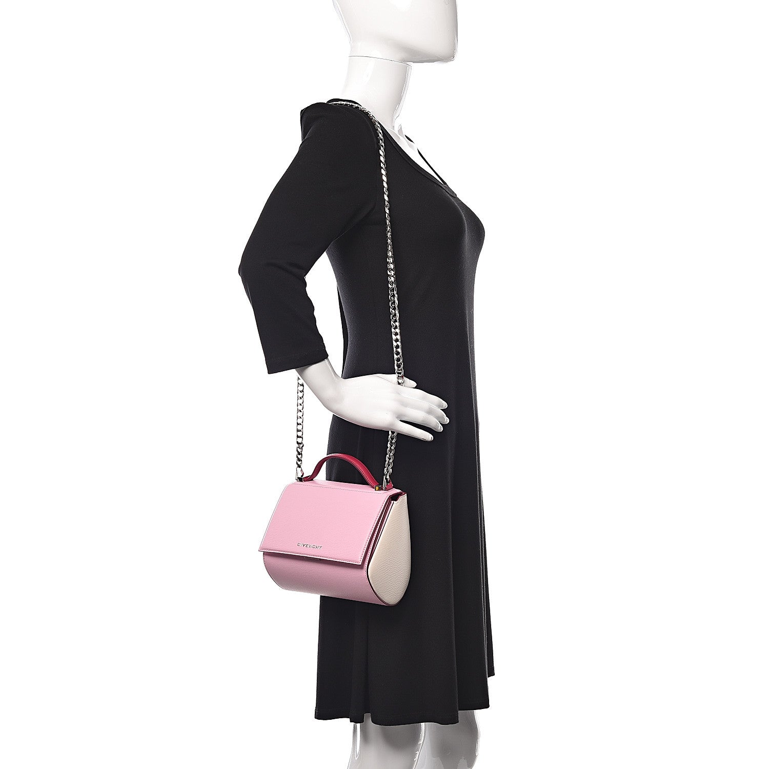 Givenchy Textured Calfskin Mini Pandora Box Chain Crossbody Bag Bright Pink 2 of 9