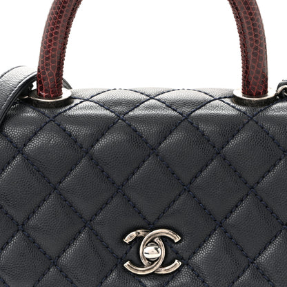 Chanel Caviar Lizard Quilted Mini Coco Handle Flap Navy 8 of 11