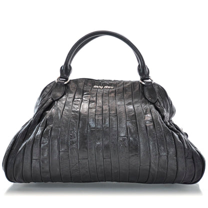 Miu Miu Leather Plisse Shopping Tote Black 1 of 10