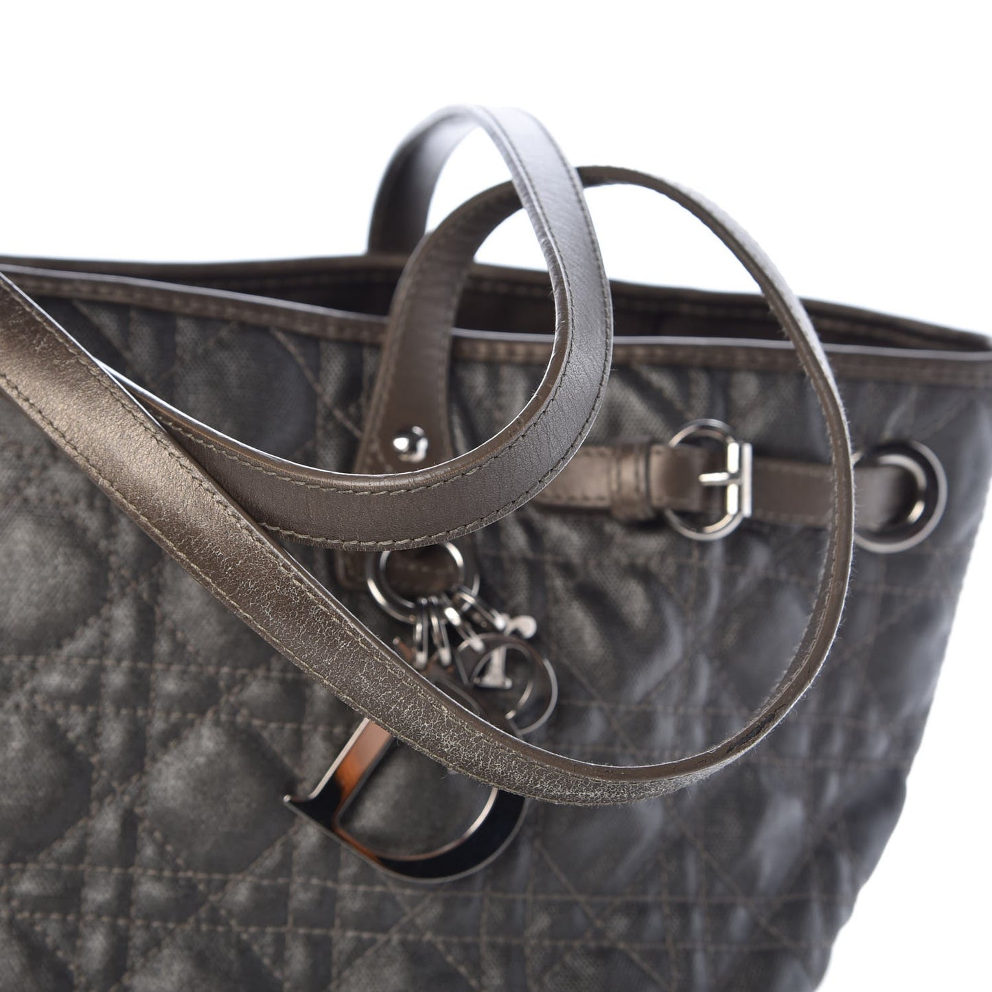 Coated Canvas Cannage Medium Panarea Tote Grey