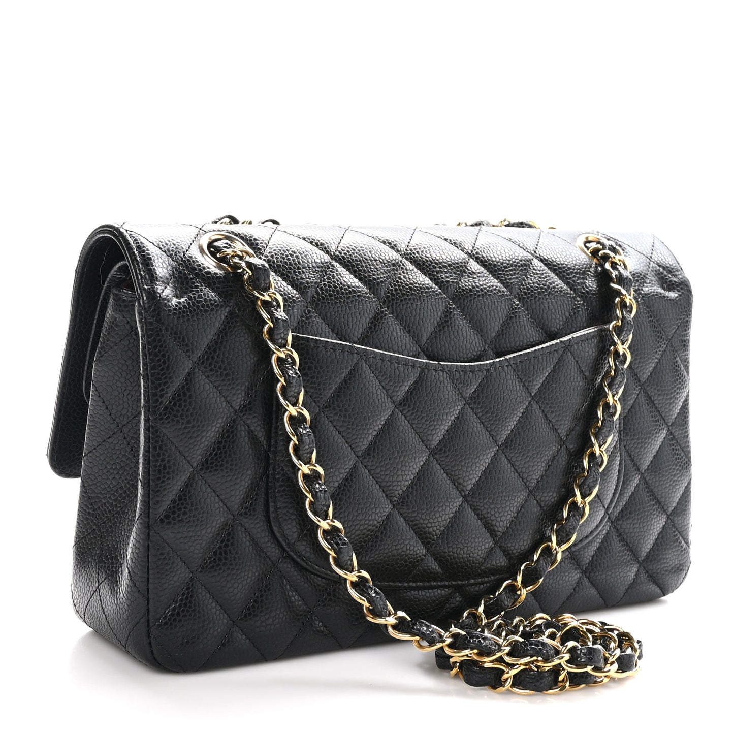 Caviar Quilted Medium Double Flap Black