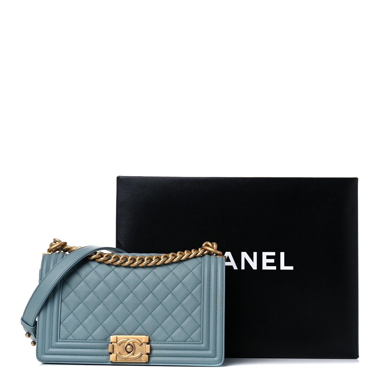 Chanel Calfskin Quilted Medium Boy Flap Light Blue 12 of 12