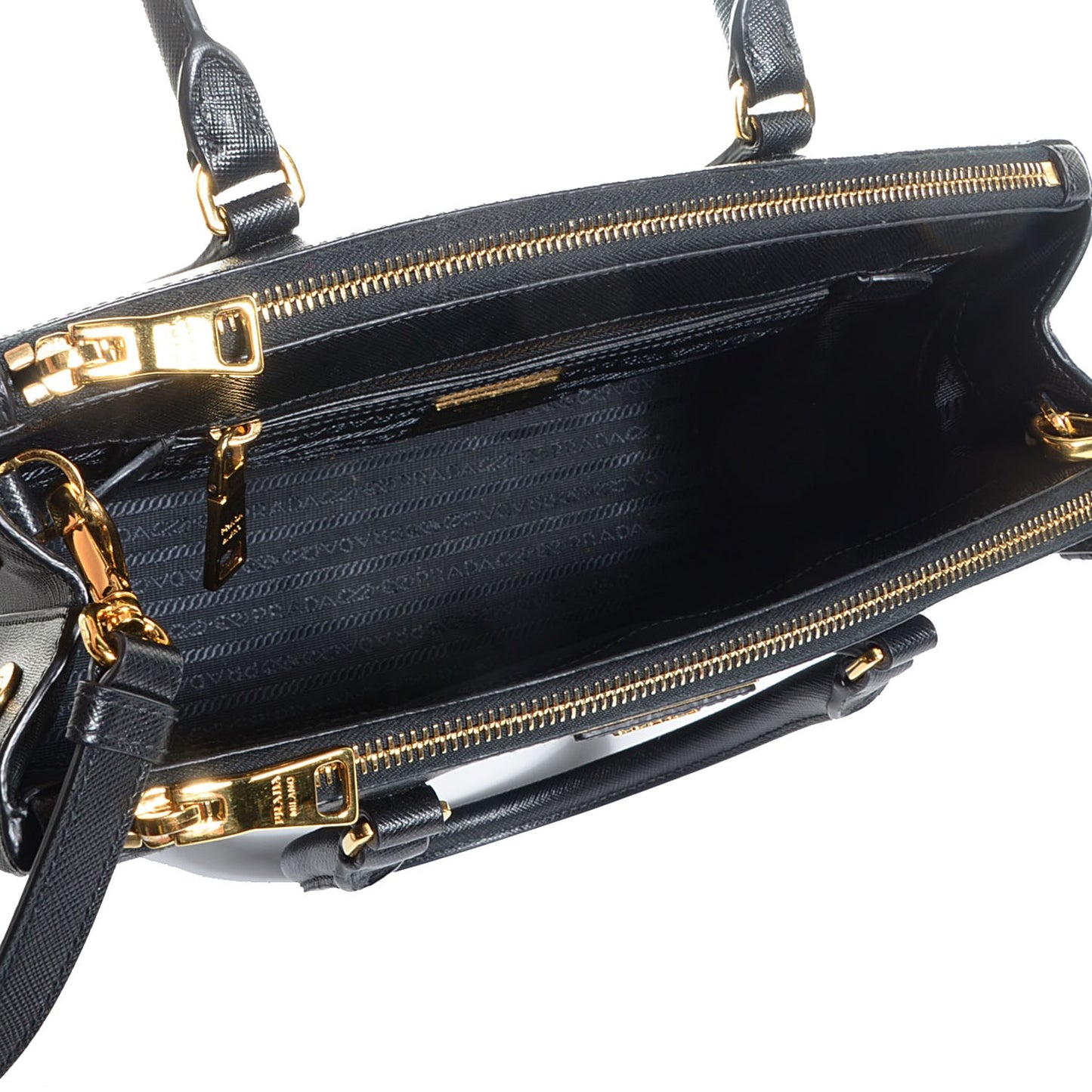 Saffiano Lux Small Double Zip Tote Nero Black