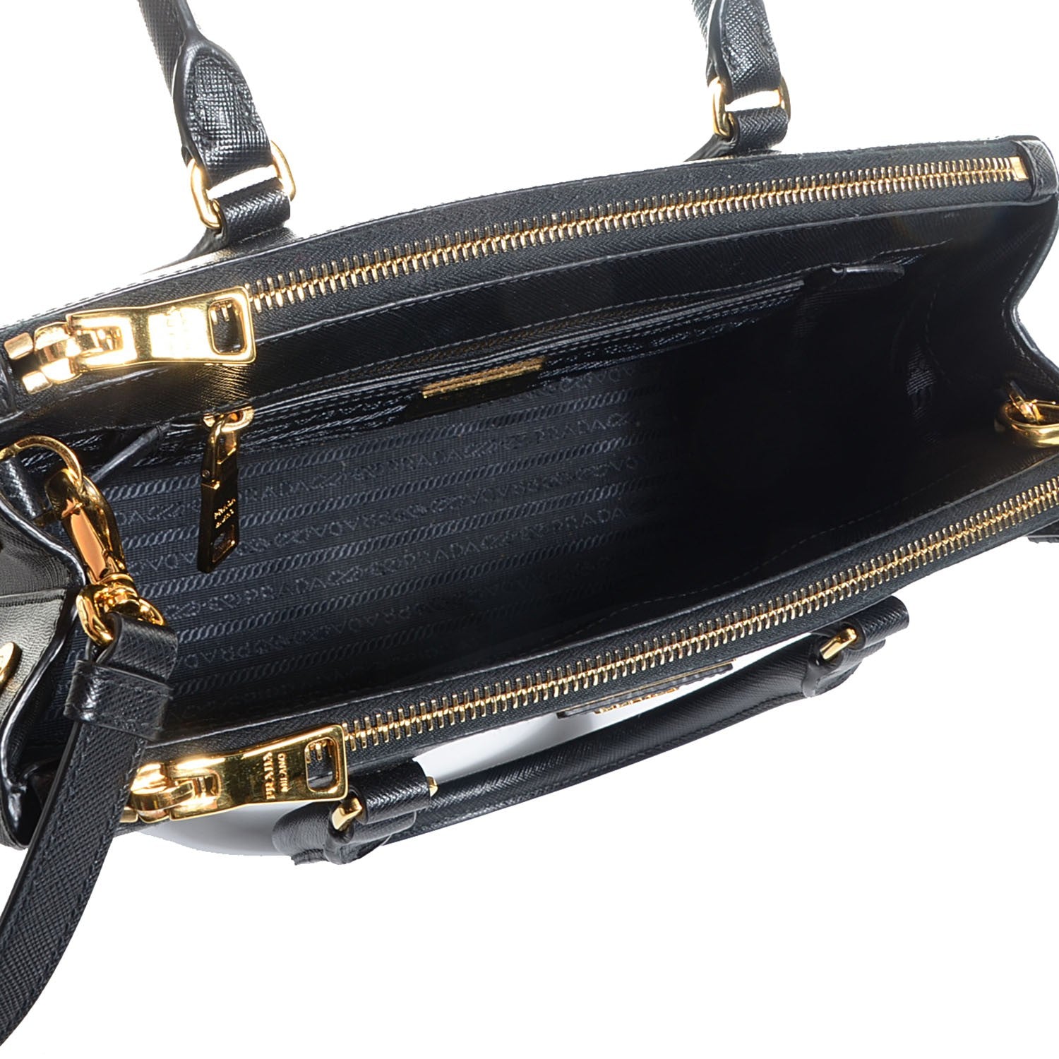 Prada Saffiano Lux Small Double Zip Tote Nero Black 2 of 10