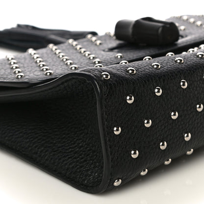 Gucci Calfskin Studded Medium Miss Bamboo Shoulder Bag Black 11 of 12