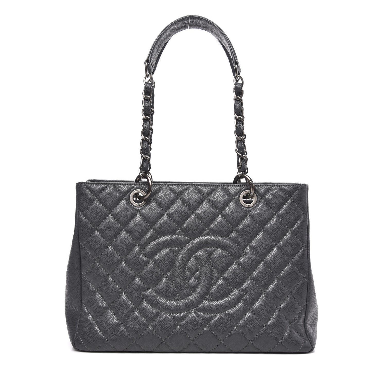 Caviar Quilted Grand Shopping Tote GST Grey