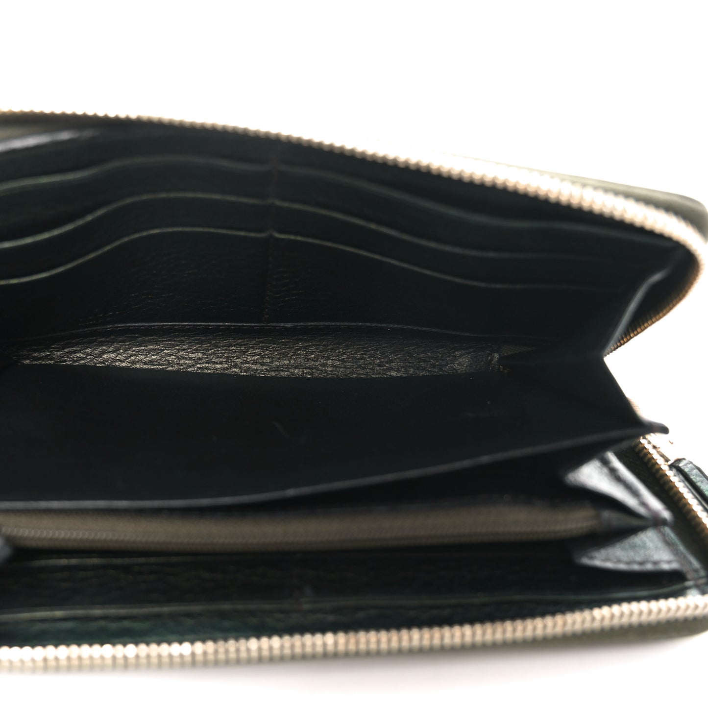 Metallic Calfskin Bamboo Tassel Zip Around Wallet Green
