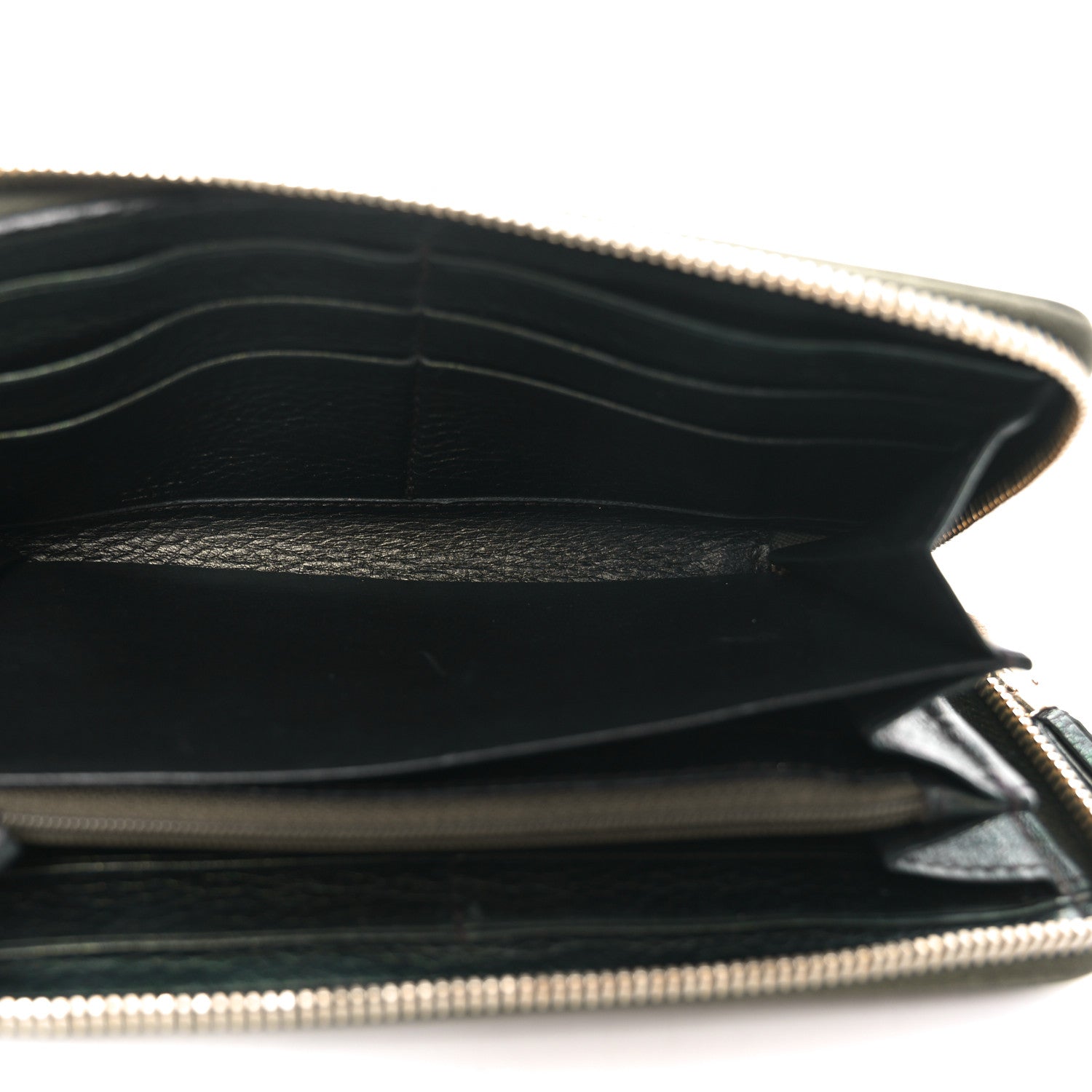 Gucci Metallic Calfskin Bamboo Tassel Zip Around Wallet Green 5 of 6