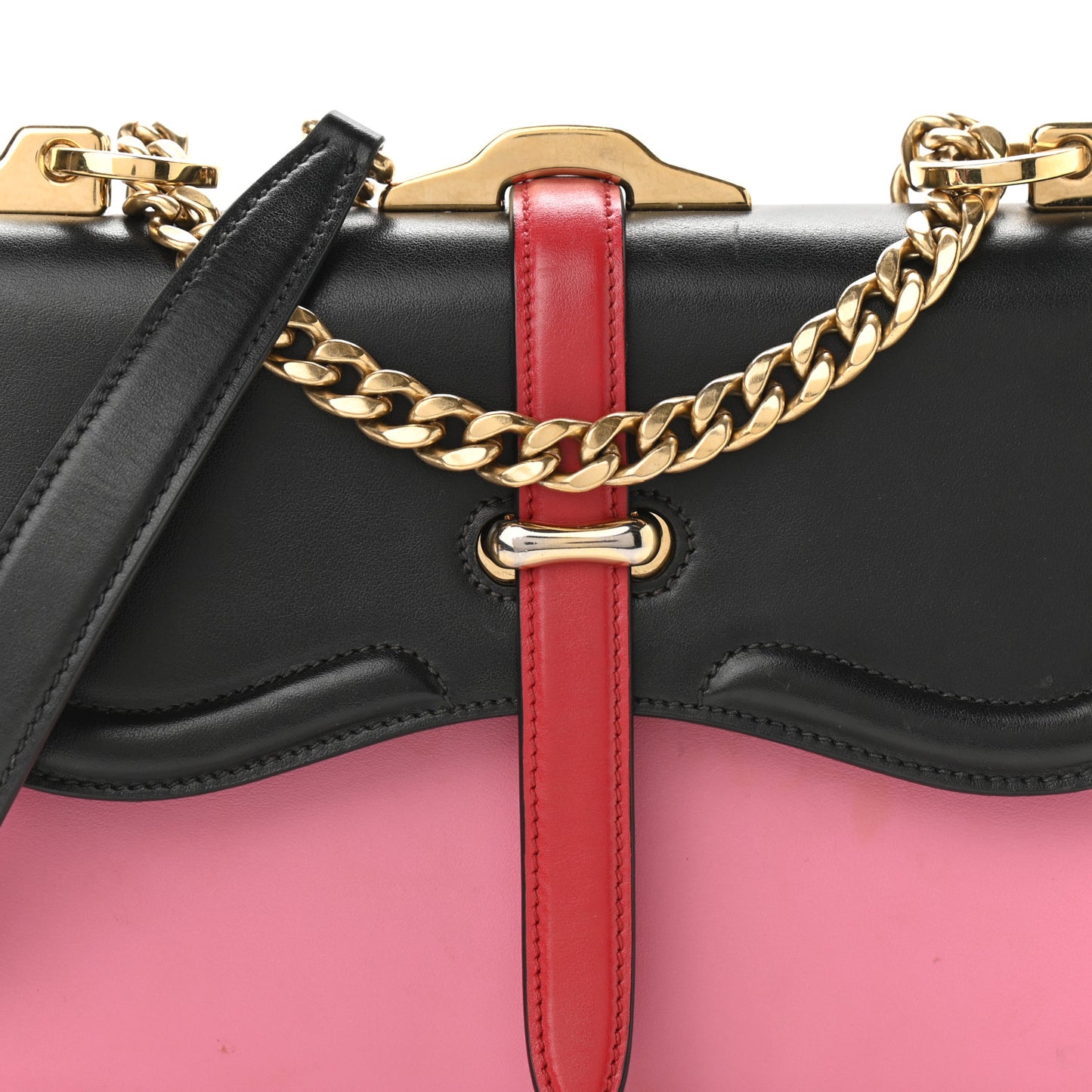 City Calfskin Prada Belle Shoulder Bag Pink Black Red