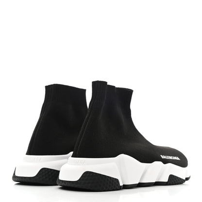 Balenciaga Neoprene Knit Womens Speed Sneakers 37 Black White 4 of 8