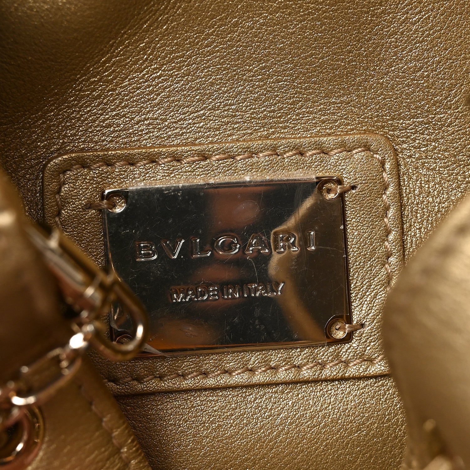 Bulgari Metallic Calfskin Mesh Long Chain Bucket Bag Gold 5 of 8