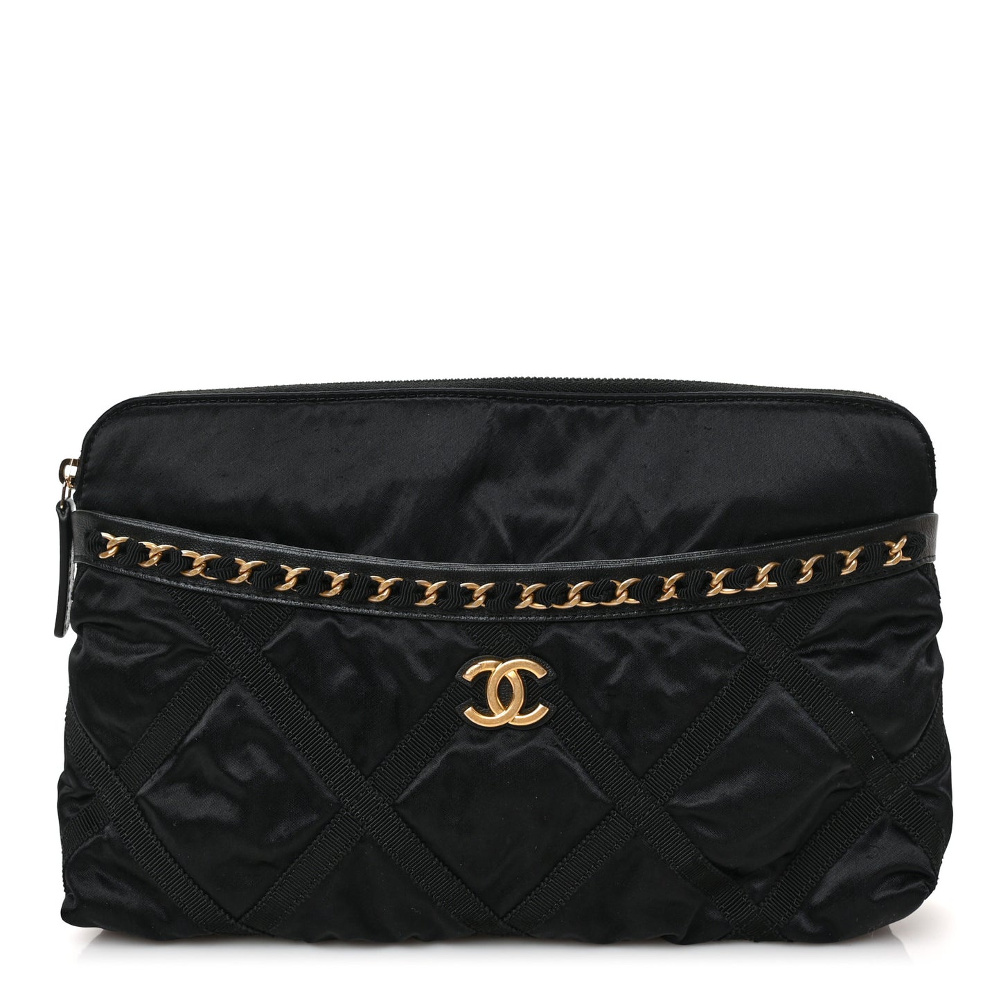Nylon Grosgrain Large Lifestyle Pouch With Foldable Tote Black