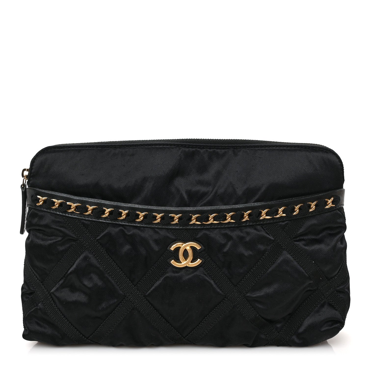 Chanel Nylon Grosgrain Large Lifestyle Pouch With Foldable Tote Black 3 of 9