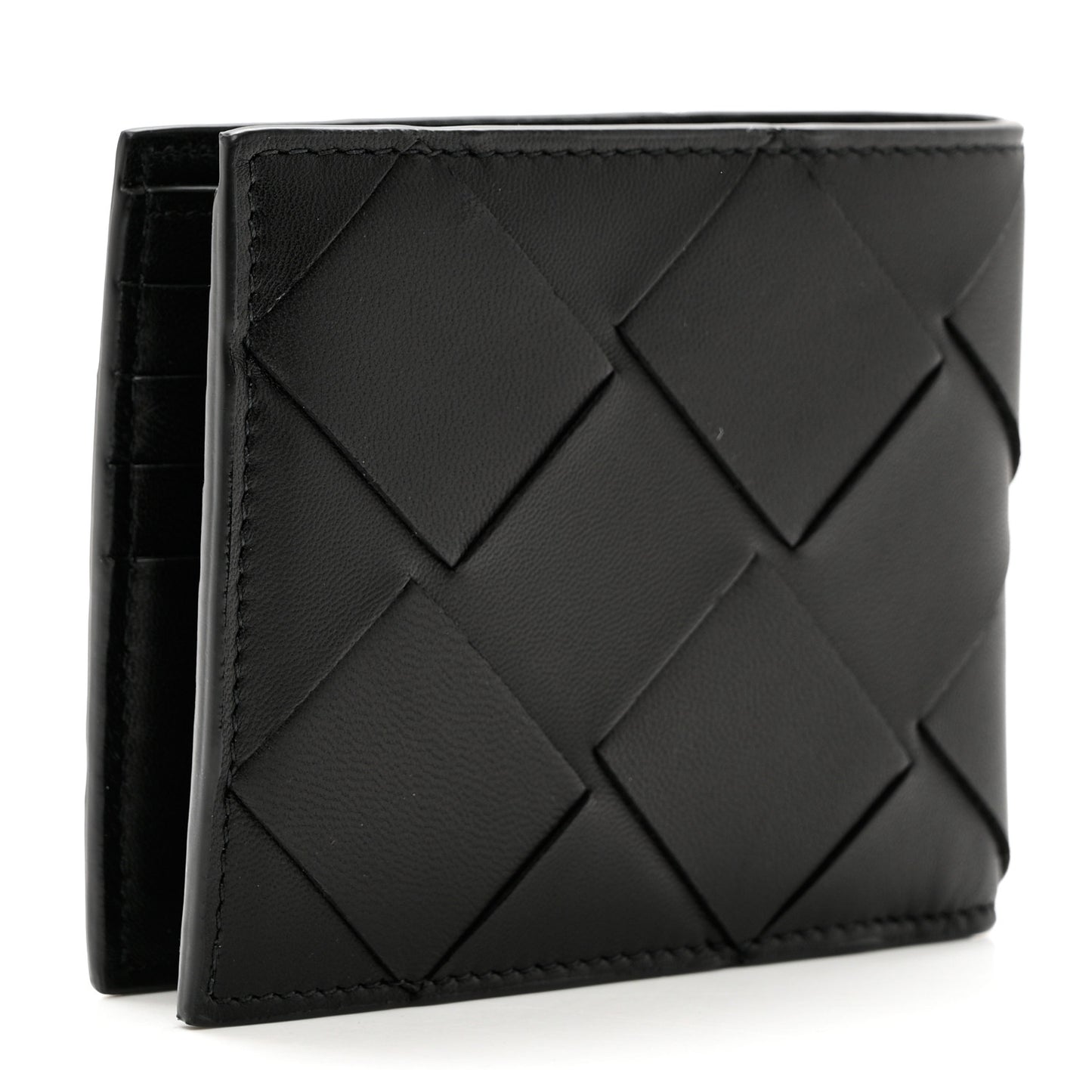 Nappa Maxi Intrecciato Bi-Fold Wallet Black