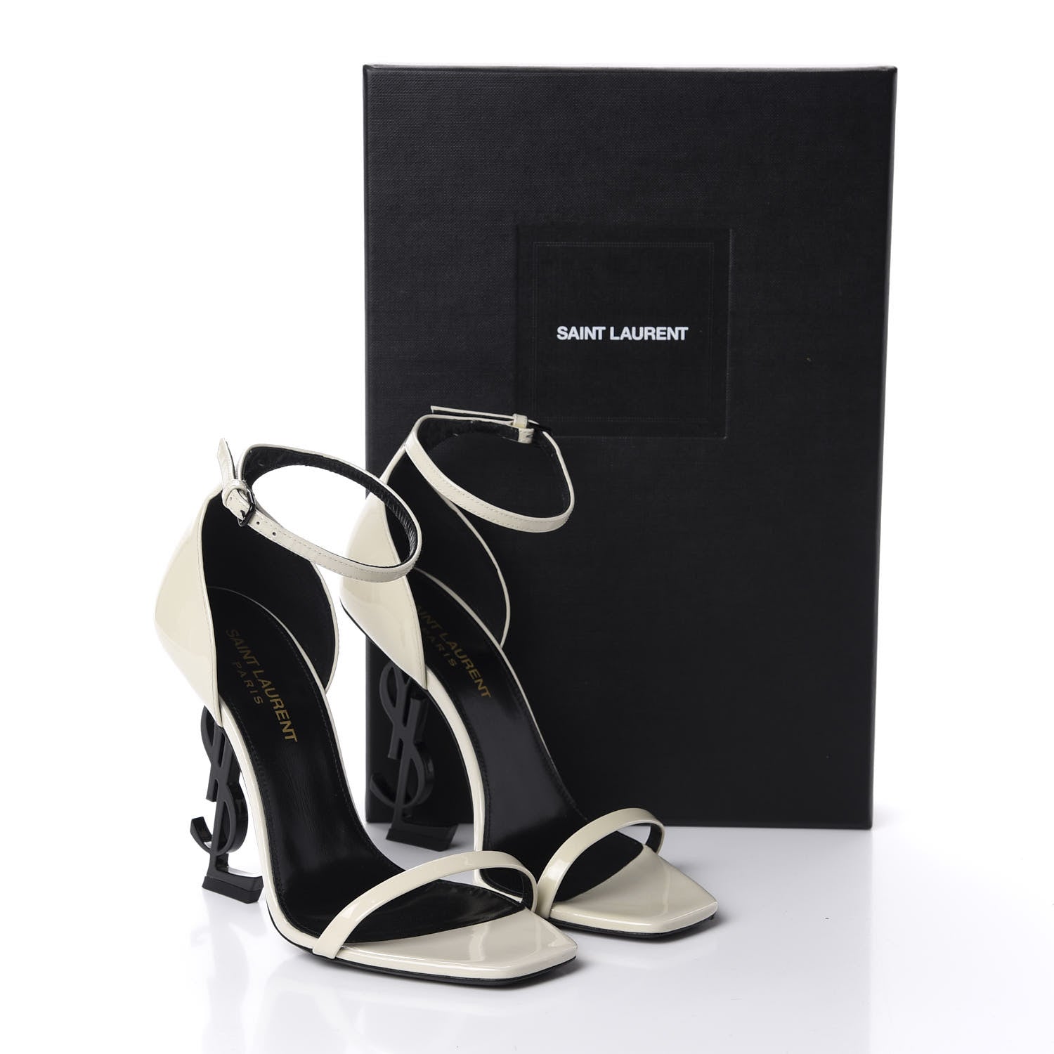 Saint Laurent Patent Calfskin Opyum Sandals 36 Neutro 10 of 10