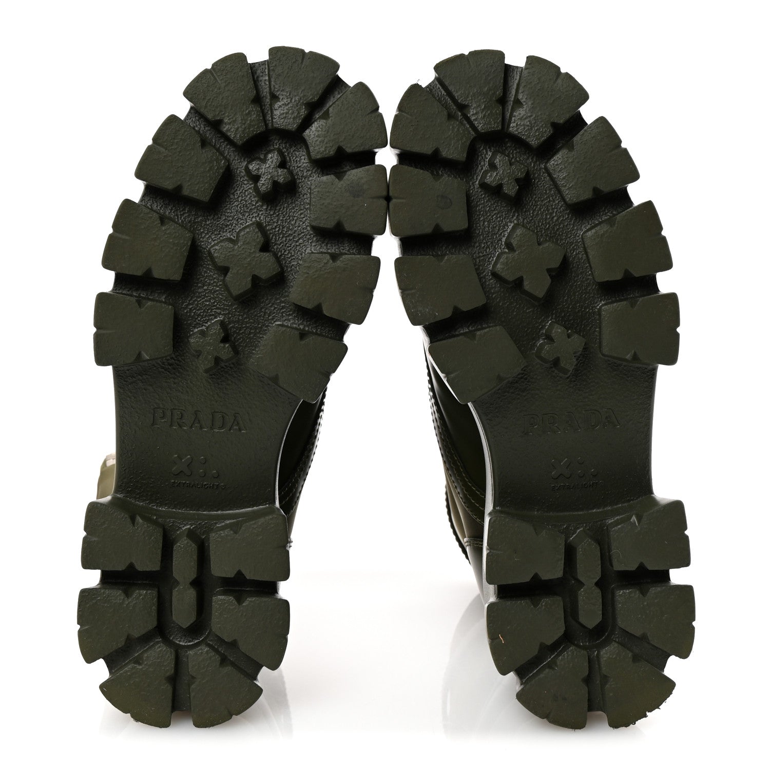 Prada Spazzolato Rois Re-Nylon Metal Triangle Logo Monolith Pouch Pocket 55mm Boots 37.5 Militare 6 of 9