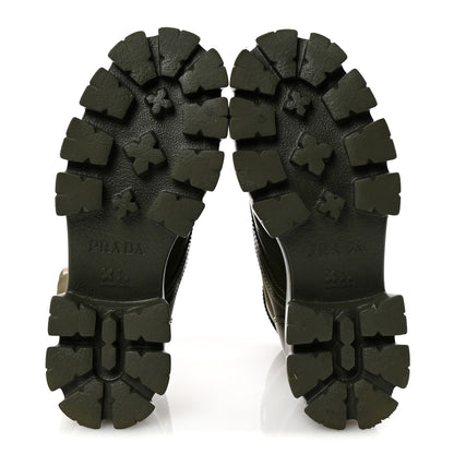Prada Spazzolato Rois Re-Nylon Metal Triangle Logo Monolith Pouch Pocket 55mm Boots 37.5 Militare 6 of 9
