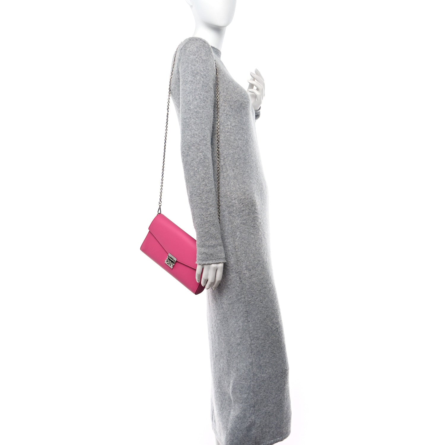 MCM Calfskin Large Patricia Wallet On Chain Pink 2 of 9