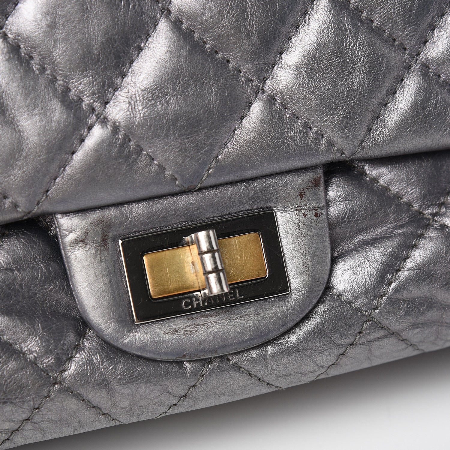 Chanel Metallic Aged Calfskin Quilted 2.55 Reissue 227 Flap Dark Silver 18 of 20