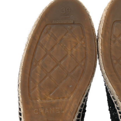 Chanel Metallic Lambskin Tweed CC Espadrilles 39 Black Silver 8 of 10