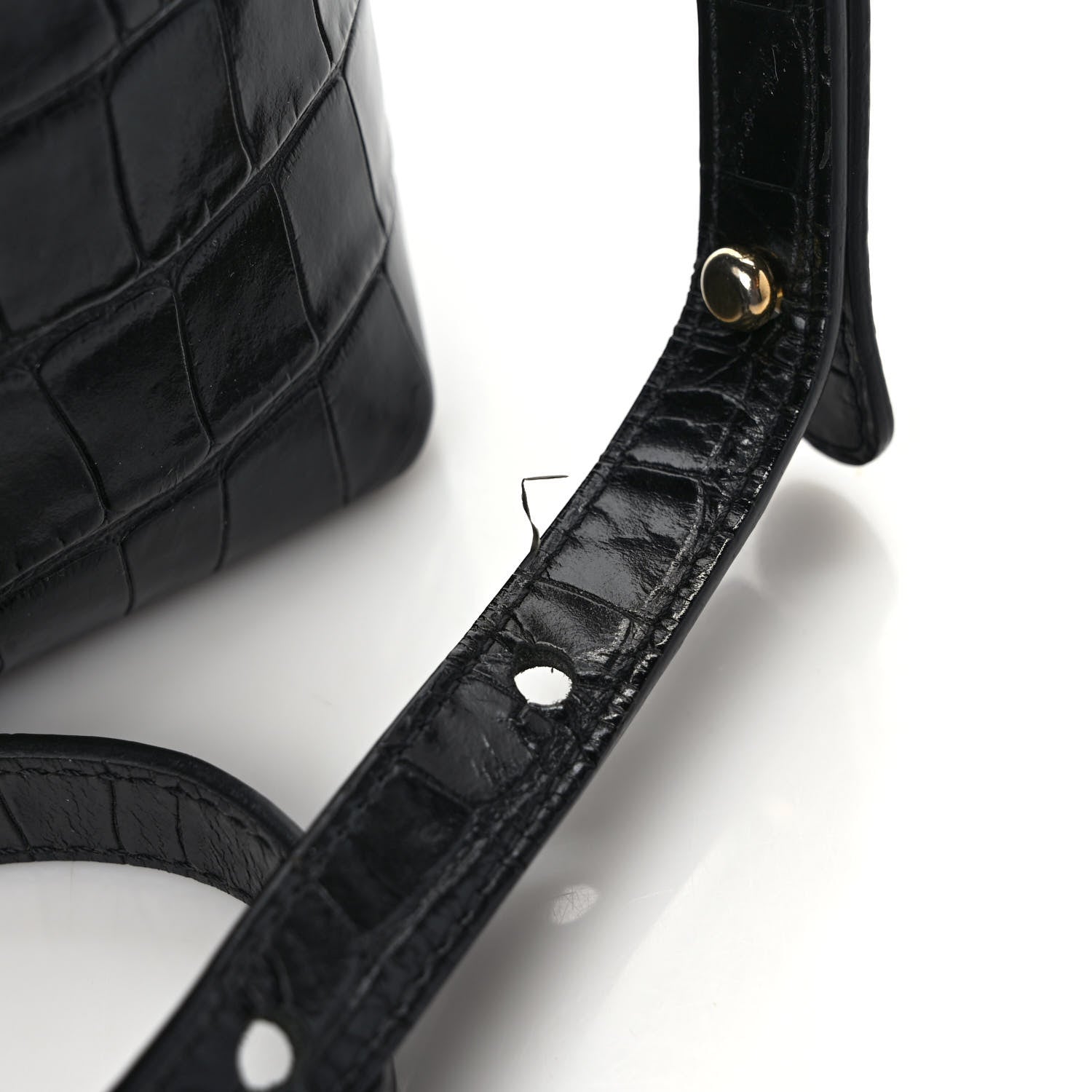 Mansur Gavriel Crocodile Embossed Bucket Bag Black 11 of 12