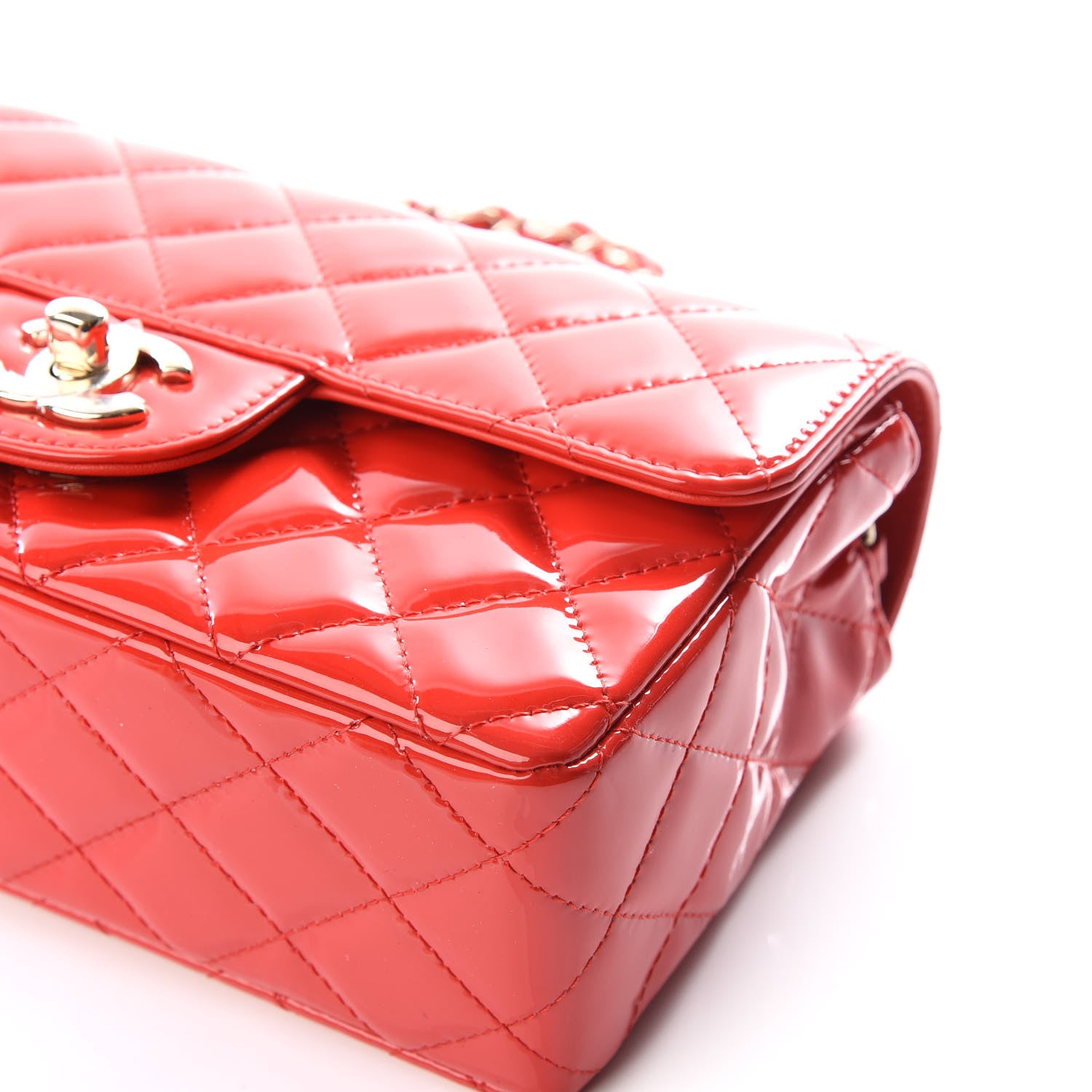 Chanel Patent Calfskin Quilted Mini Rectangular Flap Red 6 of 12