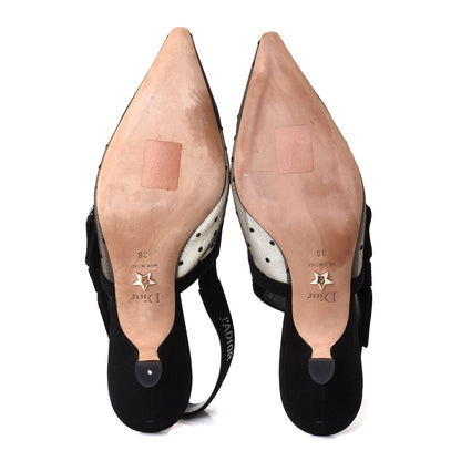 Christian Dior Mesh Plumetis Crystal Suede J'Adior Slingback 65mm Pumps 36 Nude Black 6 of 10