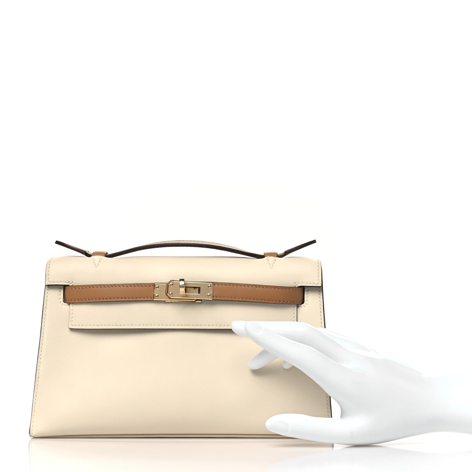 Hermes Swift Horseshoe Kelly Pochette Clutch Nata Biscuit 2 of 11