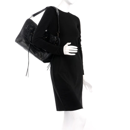 Balenciaga Calfskin Crocodile Embossed Classic Hardware City Black 2 of 8