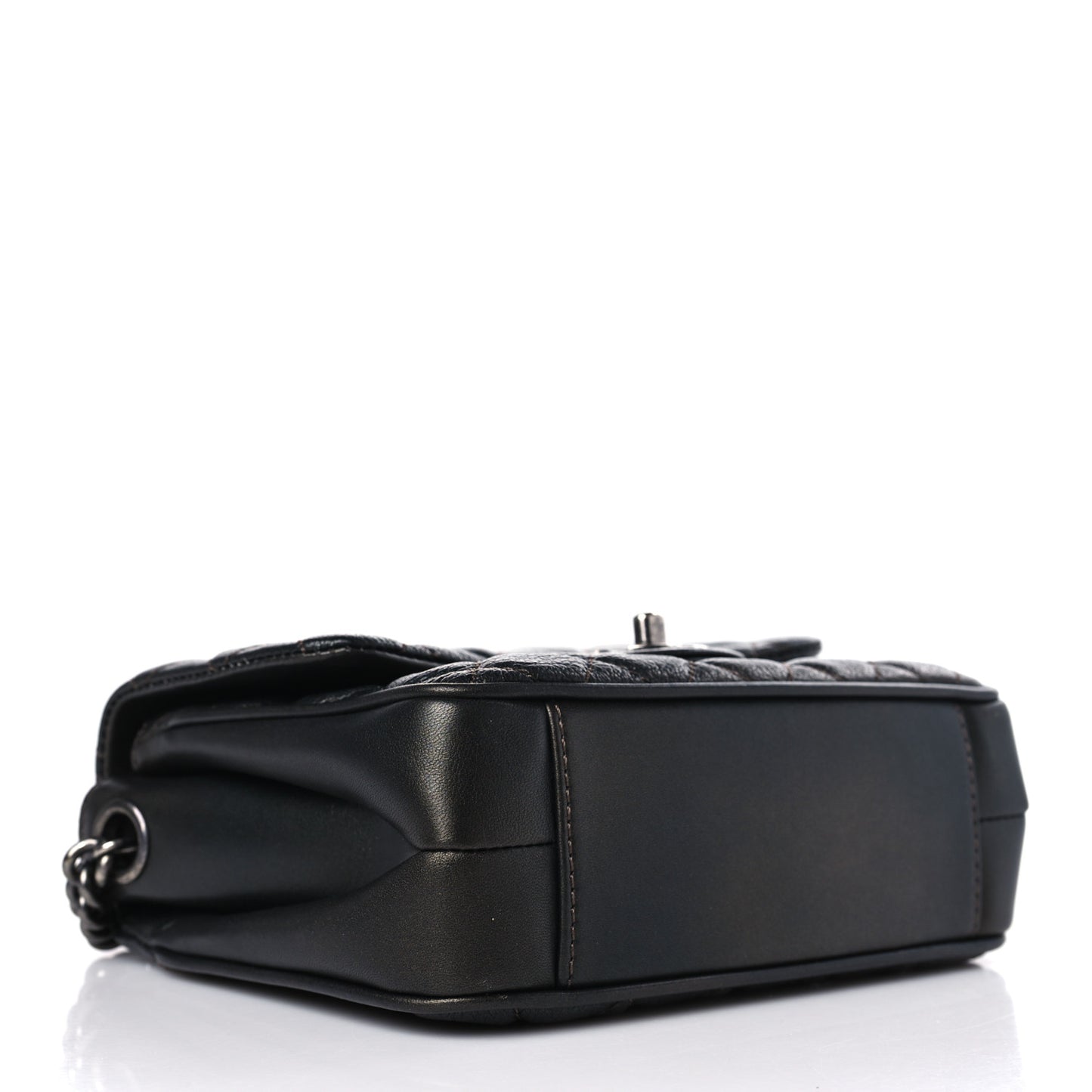Metallic Goatskin Quilted Small Rock In Rome Flap Charcoal