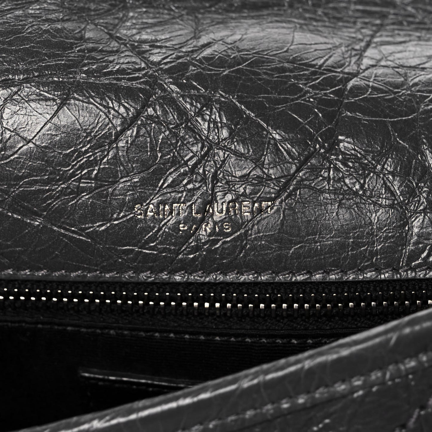 Crinkled Calfskin Matelasse Monogram Medium Niki Chain Satchel Fog