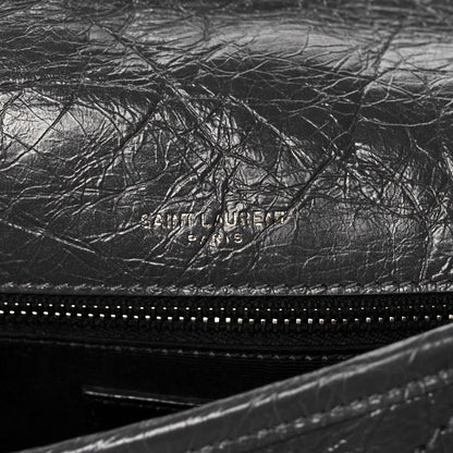 Saint Laurent Crinkled Calfskin Matelasse Monogram Medium Niki Chain Satchel Fog 9 of 13