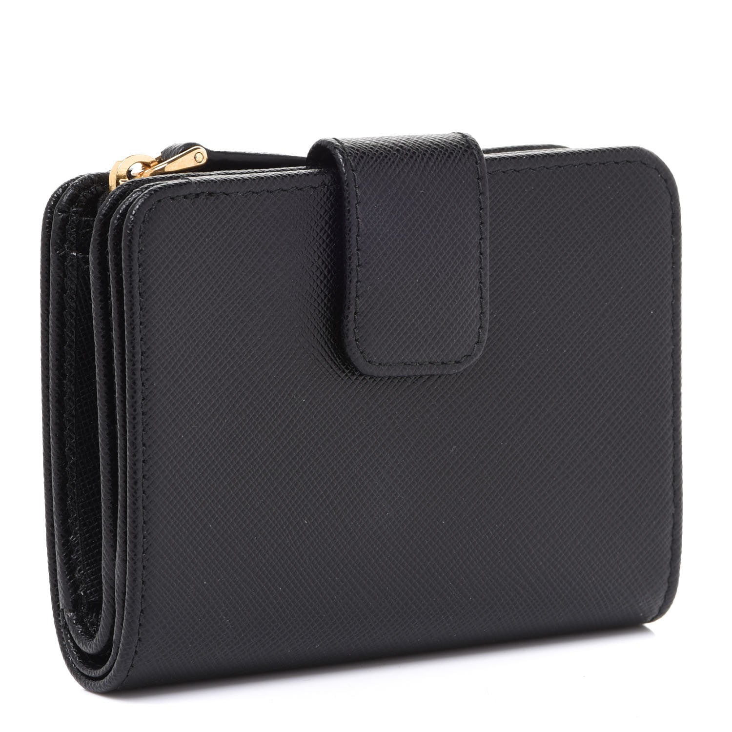 Prada Saffiano Metal Compact Wallet Black 3 of 8