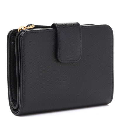 Prada Saffiano Metal Compact Wallet Black 3 of 8