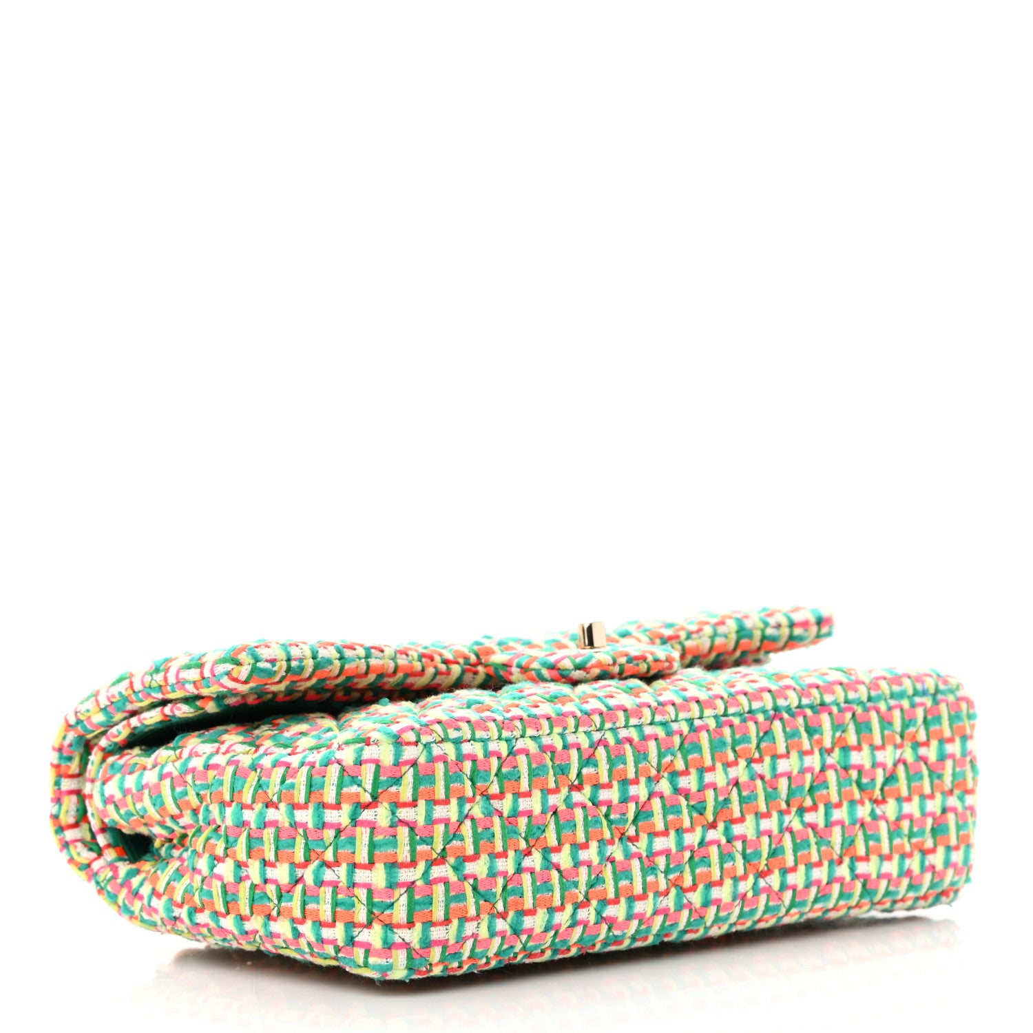 Chanel Tweed Quilted Medium Double Flap Multicolor Green 4 of 12