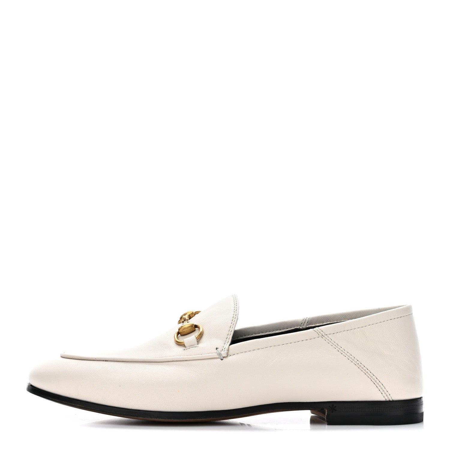 Gucci Lambskin Womens Brixton Horsebit Loafers 37 Mystic White 1 of 13