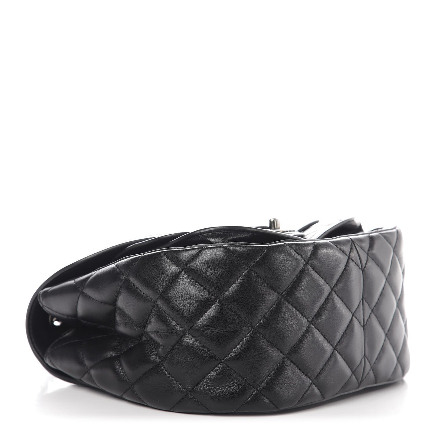 Lambskin Quilted Messenger Flap Black
