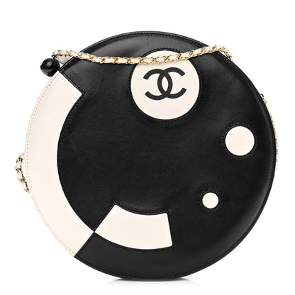 Chanel Lambskin Kisslock Round Bag Black White 1 of 13