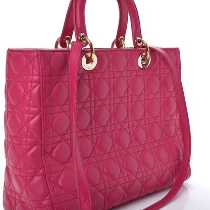 Christian Dior Lambskin Cannage Large Lady Dior Fuchsia 10 of 10
