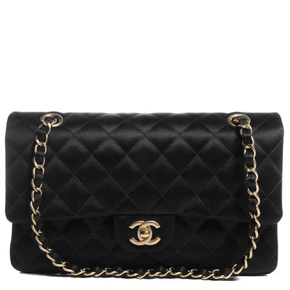 Chanel Satin Quilted Medium Double Flap Black 1 of 8