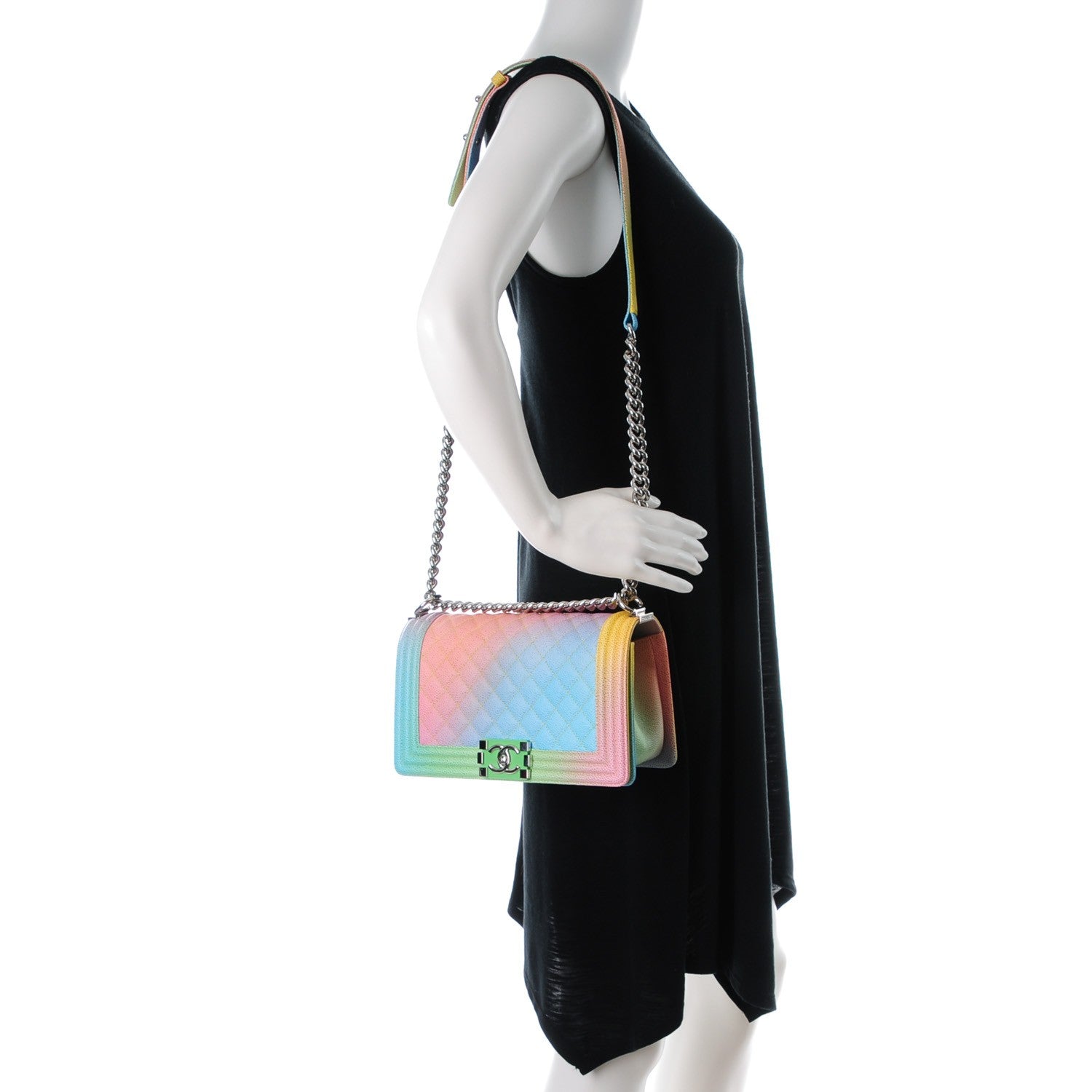 Chanel Caviar Quilted Medium Cuba Rainbow Boy Flap Multicolor 2 of 8