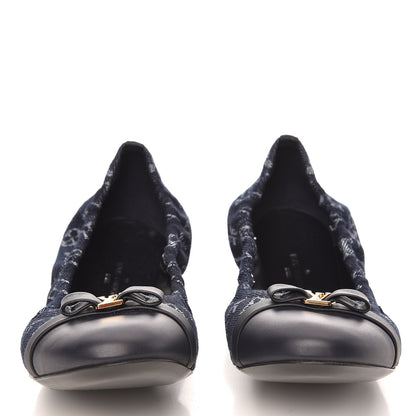 Louis Vuitton Monogram Denim Elba Ballerina Flats 37 Marine 2 of 8