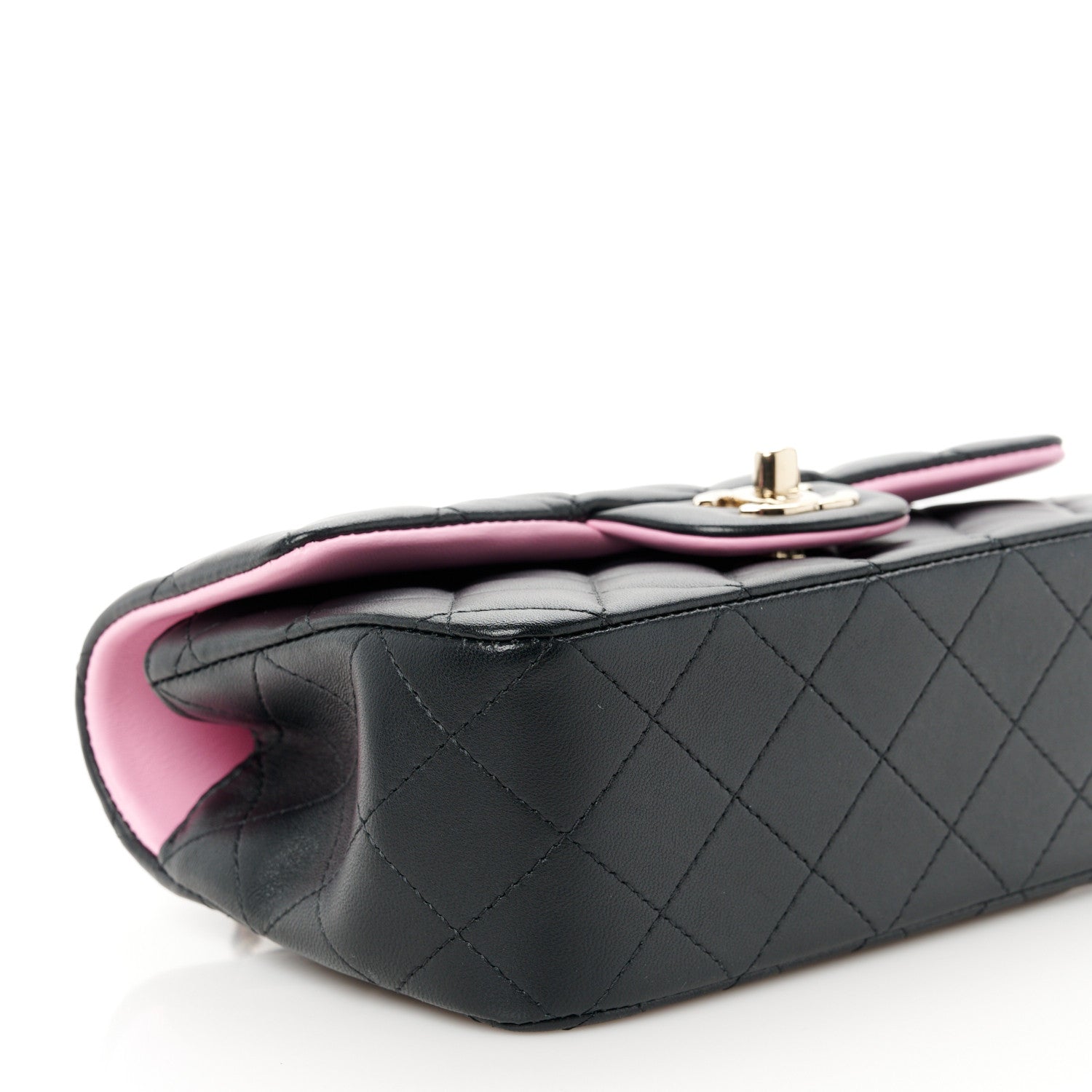 Chanel Lambskin Quilted Bi-Color Mini Top Handle Rectangular Flap Black Lilac 10 of 11