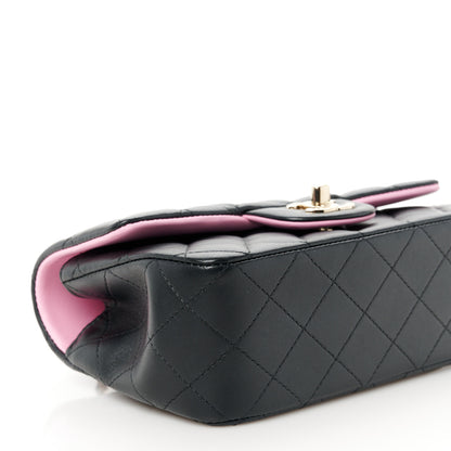 Chanel Lambskin Quilted Bi-Color Mini Top Handle Rectangular Flap Black Lilac 10 of 11