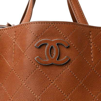 Chanel Grained Vegetal Calfskin Covered CC Shopper Tote Brown 9 of 11