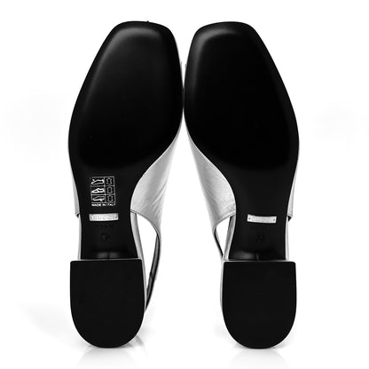 Gucci Metallic Nappa Horsebit Slingback Pumps 35 Argento 5 of 8